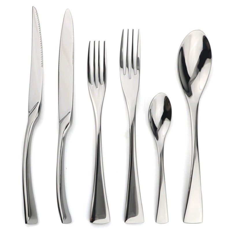 JANKNG 18/10 Stainless Steel Flatware Set, Serrated Steak Knife, Mirror Polishing Silver, Service for 4 - Image 1